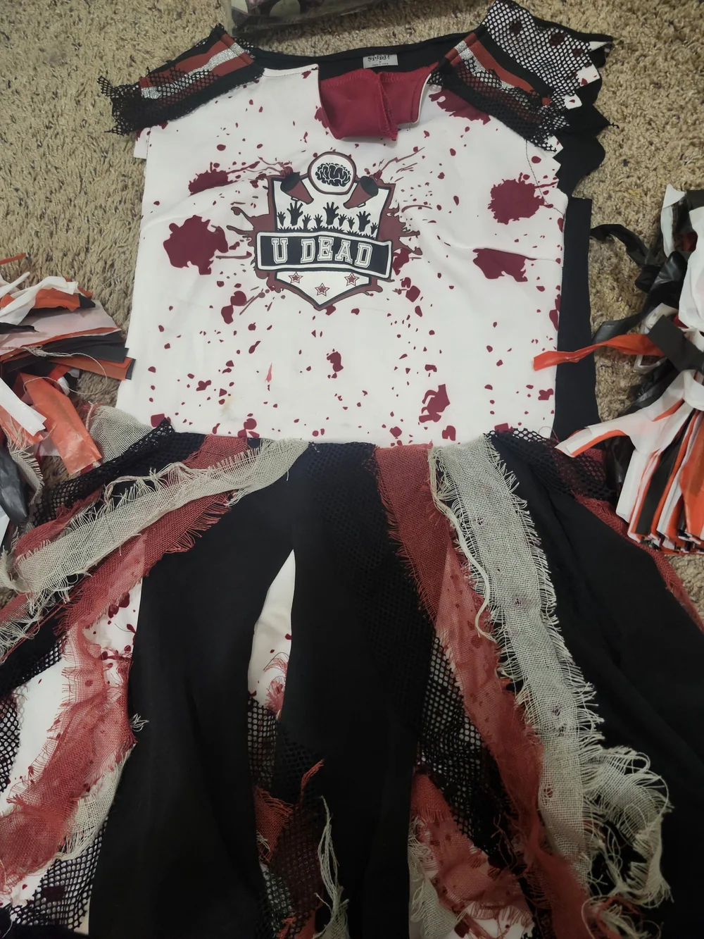 Spirit Never Dies Zombie Cheerleader Costume - White and Red
